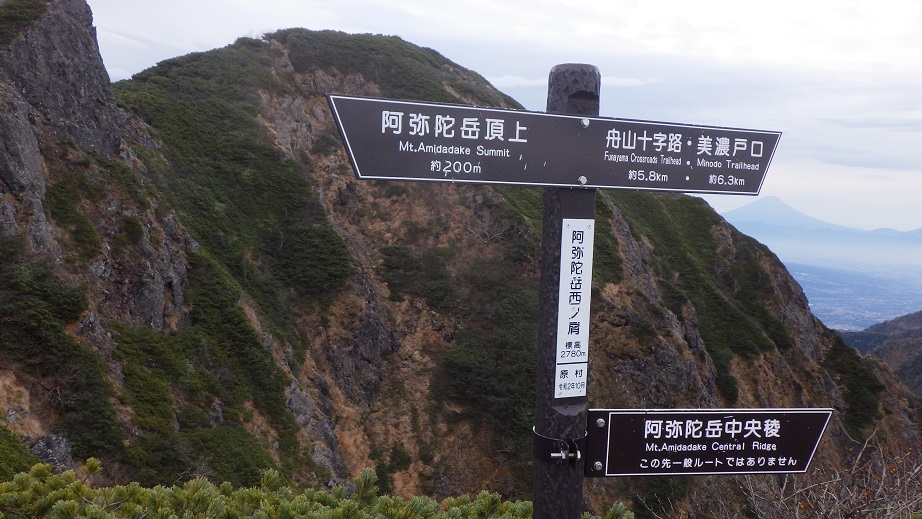 登り進めると、権現岳の隣に富士山が見えてきた。
